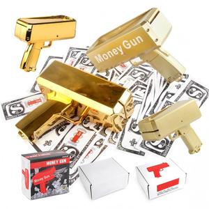 Pistola Spara Soldi Dorata con Logo Personalizzato, Macchina Spara Soldi Ricaricabile per Feste, Giocattolo per Feste con IT Banconote - Product Image 4