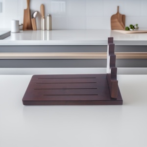 Porte-couteaux en bois massif 17 pièces, support de rangement pour couteaux de cuisine en bois d'acacia, bloc à couteaux en bois robuste pour la maison - Product Image 1