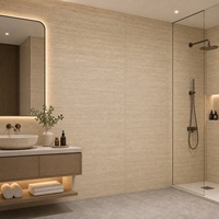 Panneau mural en marbre UV WYRAX 1220x2440mm 3.0mm aspect pierre de travertin beige, imperméable, pour douche, hôtel, salle de bain