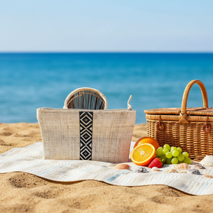 Bolso Tote de Rafia Rabane de Uso Diario, Estilo Urbano Simple, Forro de Penja, Cierre de Botón, Detalles en Cuero, Ecológico, Venta al por Mayor - Product Image 1