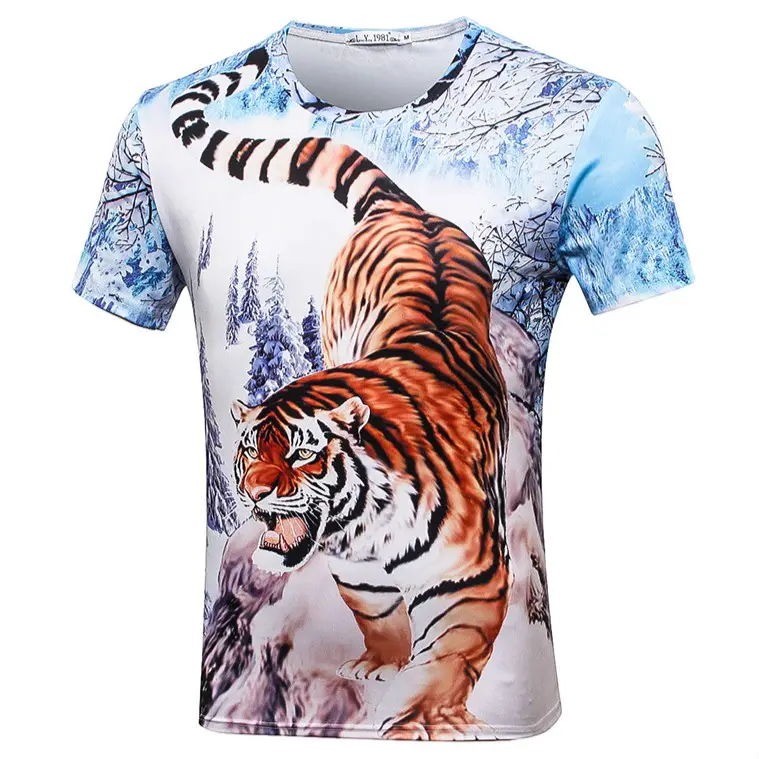 Tiger T Shirt Animal 3d T-shirt Punk Print Shirts Gothic Plus Size Mens Clothing Funny Tshirt Men Short Sleeve Big Slim