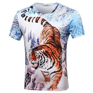 タイガーTシャツアニマル3D Tシャツパンクプリントシャツゴシックプラスサイズメンズ服おかしいTシャツメンズ半袖ビッグスリム