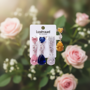 Orecchini Pendenti in Cristallo Luximeurd a Forma di Cuore Rosa con Montatura a Griffe, Romantici per Uso Quotidiano Femminile - Product Image 2