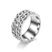Bague Rotative Double Chaîne en Acier Inoxydable Électroplaqué 10mm pour Hommes et Femmes – Accessoire de Mode pour l'Approvisionnement Transfrontalier