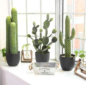 Artificiale Pianta Grassa Faux Fico <span class=keywords><strong>Cactus</strong></span> con Vaso di Plastica Per La Decorazione del Giardino - Product Image 2