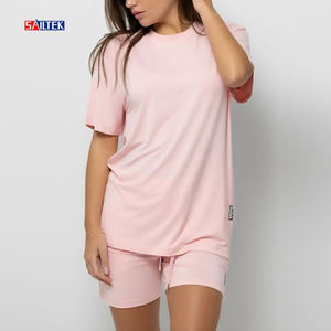 Set di pantaloncini da motociclista personalizzati da <span class=keywords><strong>donna</strong></span> <span class=keywords><strong>vestiti</strong></span> <span class=keywords><strong>estivi</strong></span> all'ingrosso 2 pezzi Set corto 100% <span class=keywords><strong>cotone</strong></span> due pezzi t-shirt e pantaloncini - Product Image 1