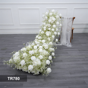 DKB Artificial White Rose <b>Flower</b> Runner for Wedding Aisle Back to School Events-Silk Plastic Customizable Size - Product Image 3