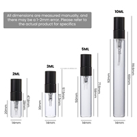 Mini flacons de parfum en verre transparent de 2 ml, 3 ml, 5 ml, 10 ml avec capuchon pulvérisateur en aluminium argenté – Portables, rechargeables, vides, pour échantillons de parfum de voyage