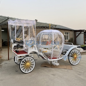 Chariot de luxe électrique de haute qualité en forme de citrouille avec rideau de pluie, chariot royal tiré par des chevaux, chariot de mariage à vendre - Product Image 4