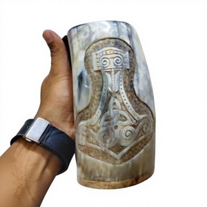 B.S INTERNATIONAL 100% Natural Moscow Mule Engraved Viking Horn <b>Mug</b> Premium Graded Animal Horn Handmade Dishwasher Safe - Product Image 6
