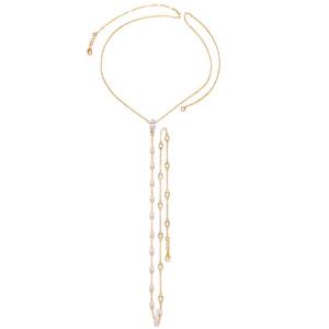 Boutique minimaliste étincelles strass long <span class=keywords><strong>collier</strong></span> avec perles <span class=keywords><strong>ventre</strong></span> taille chaîne pour nuptiale plage discothèques fêtes dos chaîne - Product Image 2