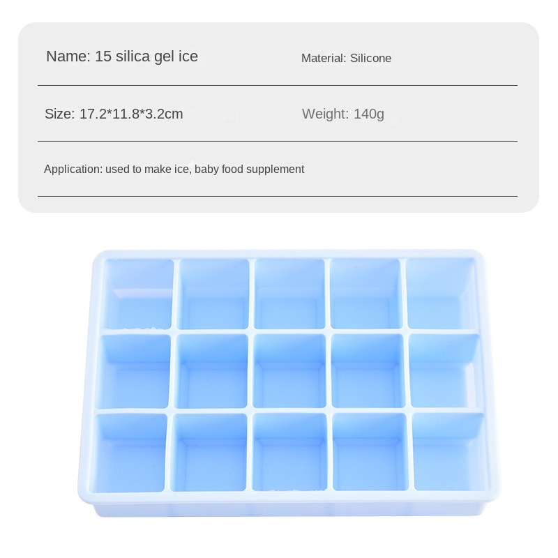 Bac à glaçons en silicone 15 grilles bleu