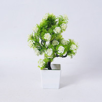 Arbre artificiel en pot en gros, faux bonsaï avec fleurs de roses, plante verte en pot pour la décoration de la maison, du bureau et du salon