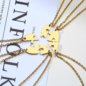 Colliers en acier inoxydable <span class=keywords><strong>plaqué</strong></span> <span class=keywords><strong>or</strong></span> en forme de cœur, puzzle, colliers assortis pour femmes, bijoux d'amitié, ornement de groupe - Product Image 2