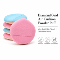 Éponge de maquillage ultra douce JLY Diamond Grid Flocking Air Cushion Puff avec bordure crème pour maquilleurs professionnels, salons de beauté, OEM personnalisé
