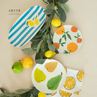 Joyye-Ensemble de table printemps-été, vaisselle à rayures, vaisselle personnalisée en céramique peinte à la main