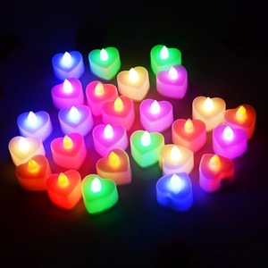 เทียน <span class=keywords><strong>LED</strong></span> รูปหัวใจหลากสีไฟชาโรแมนติกสำหรับงานแต่งงานแสงเทียนพลาสติกขนาดเล็ก - Product Image 2