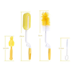 Moonship 4pcs/set Wholesale Baby Bottle Cleaning Brush Set Factory Price Baby Plastic <strong>Handle</strong> <strong>Sponge</strong> and Bristle Brush Set - Product Image 5