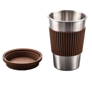 Custom Single 304 Stainless Steel 300ml Camping Coffee <b>Cup</b> with Silicone Sleeve <b>and</b> <b>Lid</b> - Product Image 3