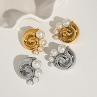 2024 Dazan nouvel été 18k plaqué or hypoallergénique en acier inoxydable Vintage escargot Super brillant griffe boucles d'oreilles danseur bijoux