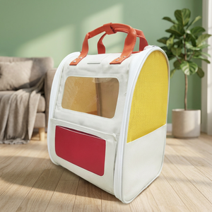 Foldable Washable Comfortable Lightweight Cream Puff Pet <b>Backpack</b> for Dogs & <b>Cats</b>-Cherry Panna Cotta Polyester 6KG Capacity - Product Image 3