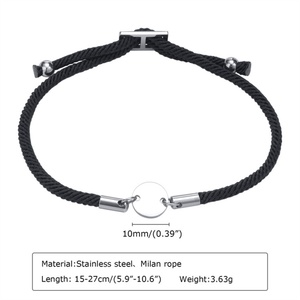 Bracelet ajustable délicat en acier inoxydable avec breloque ronde personnalisable pour bijoux de mode DIY - Product Image 2