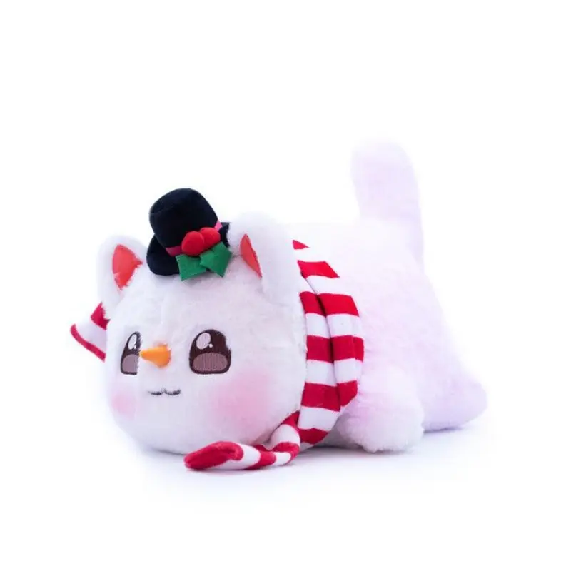 Cute White Snow Cat Plush Toy Doll Cartoon Fluffy Kitty Plush Soft Pillow Stuffed Cat For Kids or Girlfriends Gifts