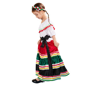 Vestido Largo Tradicional Mexicano, Brasileño y Español para Mujer, <span class=keywords><strong>de</strong></span> Poliéster, para <span class=keywords><strong>Carnaval</strong></span>, Halloween, Cinco <span class=keywords><strong>de</strong></span> Mayo, Disfraz <span class=keywords><strong>de</strong></span> Baile, Venta al Por Mayor - Product Image 6
