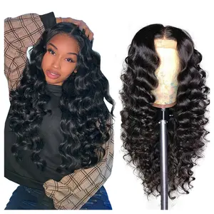 Brazilian virgin human hair cuticle aligned transparent lace frontal wig cheap price loose deep wave human hair wig