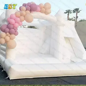 Outdoor Rental Inflatable White Bounce House Bouncer Castles Wedding Bouncy Castle Jumper With Slide Ball Pit