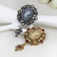Broche de tête de beauté style rétro européen et américain pour enfants, incrustée de cristaux, en alliage métallique plaqué argent, pour usage quotidien sur vêtements