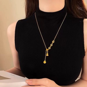Auspicious Gourd Necklace Sand Gold Zinc Alloy Clavicle Chain Gift Fashion Jewelry - Product Image 2