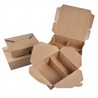 Boîte en papier kraft personnalisée en gros, conteneur d'emballage alimentaire jetable et écologique pour la restauration à emporter
