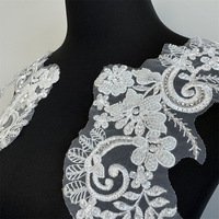 1 paire de fleurs 3D blanches en strass et paillettes, applique en dentelle brodée à coudre, sexy, patch DIY, accessoires vestimentaires