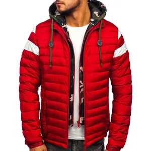 Wholesale Winter block padded color matching False Two Piece Casual slim warmer mens puffer jacket with hood