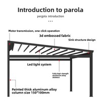 Vente en gros d'auvent de patio rétractable pliant en alliage d'aluminium électrique moderne pour villa, cour, hôtel, télécommande