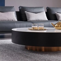 Table basse ronde en marbre, design moderne, luxe léger, minimaliste, combinaison de designers