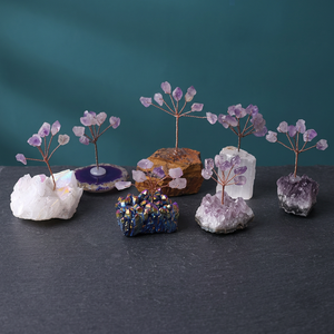 Gemstone wire tree Natural Crystal Tree Decor Purple Healing <b>Stone</b> Flower <b>Ornament</b> Handcrafted Feng Shui Decoration for Home - Product Image 3