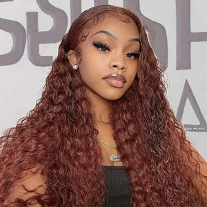 Parrucca Afro Africana con Frontale in Pizzo, Base in Seta Resistente alle Alte Temperature, Fibra Chimica, <span class=keywords><strong>Capelli</strong></span> Ricci Medi Lunghi Marroni Stile Europeo e Americano - Product Image 3