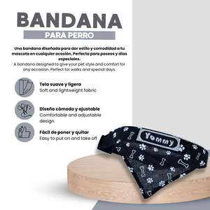Bandana per cani Yommy rossa con motivo a stampa di ossa e zampe, accessorio di stile per animali domestici - Product Image 4