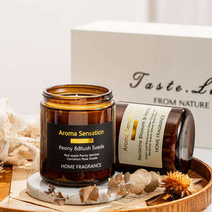 Paquete de 3 200G fragancia personalizada para el hogar regalo de boda frascos de vidrio contenedor <span class=keywords><strong>cera</strong></span> de soja velas perfumadas sin humo - Product Image 5