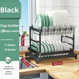 Estante multifuncional de doble capa para platos, cocina transfronteriza, almacenamiento de Metal para el hogar, organizador de encimera, estante de almacenamiento de vajilla - Product Image 5