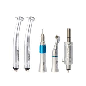 Set de Piezas de Mano Dentales Haoyi, Turbina de Alta Velocidad, Motor de 4 Orificios, Rectificador y Curvador, Plata Clase III - Product Image 1