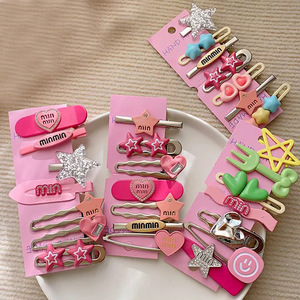 <b>Star</b> Hair <b>Clips</b> For Women Side <b>Clip</b> 6 Cm Heart <b>Star</b> Rhinestone Glitter Letter Daily Use High Quality Hair Accessory Set - Product Image 1