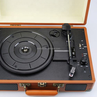 Valise en cuir rétro vintage Bt haut-parleur boîte à musique platine vinyle tourne-disque