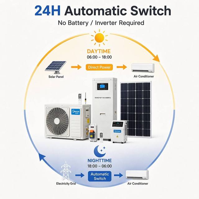 Deye DGWG2-ACDC-12K 12000BTU ACDC Hybrid Solar Air Conditioner T1 Inverter Wall Split Household Energy Saving 15x25 EER 12.2 COP