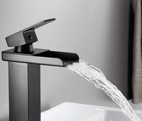 Robinet de lavabo cascade en laiton de style européen, plusieurs couleurs, avec buses plates, droites et à large bord