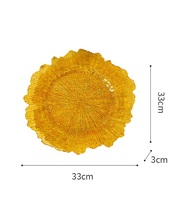 Assiette de présentation en plastique PS transparente imitation rotin, 13 pouces, or rose, pour mariage et fête, réutilisable, économique et élégante, vente en gros