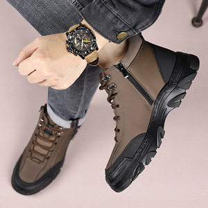 Bottes d'hiver pour hommes JST-QPQ en cuir véritable, hauteur cheville, doublure chaude en fourrure, semelle extérieure en caoutchouc antidérapante - Product Image 3