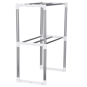 Estante ajustable para horno de <span class=keywords><strong>microondas</strong></span>, anaquel de acero inoxidable multifunción, doble estante de almacenamiento para cocina, plegable y telescópico - Product Image 2